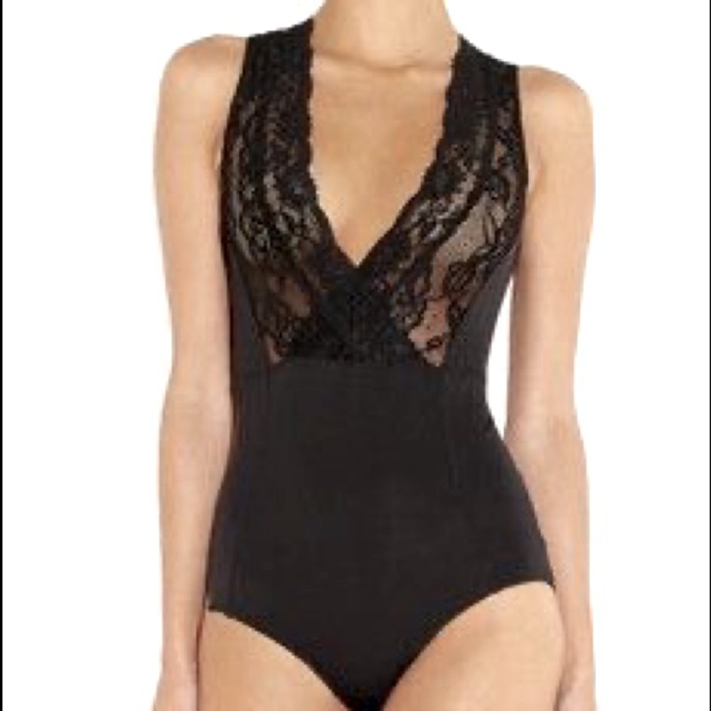 BY MALENE BIRGER “RAWAL” LACE BODYSUIT, SZ SMALL BLACK